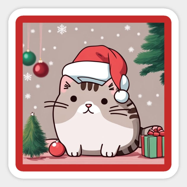 Pu-sheen Santa Kitty Sticker by Love of animals